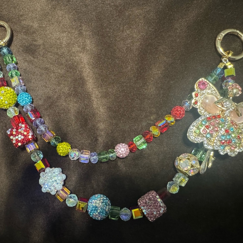 Colorful Beaded Keychain with Butterfly Charm